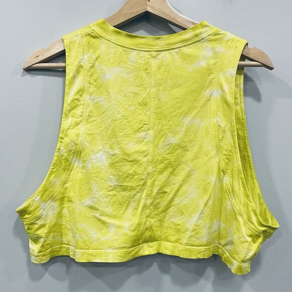 LULULEMON 10 All Yours Cropped Workout Top Pima Cotton Tie Dye Tank Neon Yellow - Picture 2 of 12